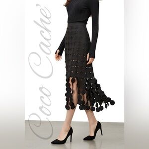 Laser Cut Multi Circle Double Layer Tassel Midi Skirts